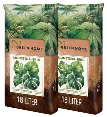 Produktbild von Green Home Monstera Erde 36 L – Substrat für Fensterblatt, Aroiden & Zimmerpflanzen, Langzeitdünger, Perlit, Kokosfasern, pH 5,8, gute Drainage