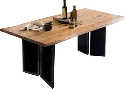 Produktbild von SIT Möbel Tisch Akazie mit Baumkante | 36 mm Platte natur | Gestell Metall schwarz | B 160 x T 85 x H 75,6 cm | 16058-11 | Serie TOPS & TABLES