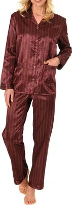 Produktbild von Langer Satin Pyjama, durchgeknöpft - 61509 ; bordeaux , 40