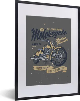 Produktbild von MuchoWow® MuchoWow® Gerahmtes Poster Mancave - Motor - Retro - Illustration 30x40 cm - Poster mit zchwarzem Bilderrahmen - Wandposter Schlafzimmer