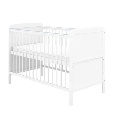 Produktbild von Baby-Delux Babybett Kinderbett Natalie Umbaubar 140x70 Weiß Beißschienen Bettset Komplett mit Motiv Teddy Mond Rosa