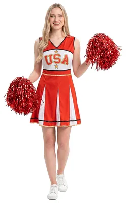 Produktbild von USA Cheerleader-Kostüm für Damen Sportler-Kostüm rot-weiss L