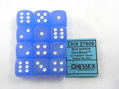 Zdjęcie produktu dla Chessex - Frosted - 12x D6 16mm - Niebieski/Biały