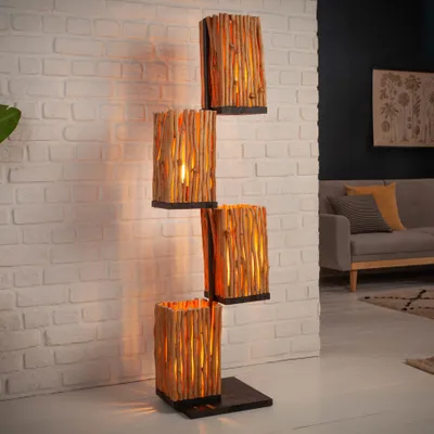 Produktbild von riess-ambiente Stehlampe EUPHORIA 154cm Longan-Holz mit vier Schirmen Stehleuchte Lampe Leuchte