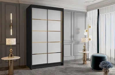Obrázok produktu pre Šatníková skriňa MILINA - 100 cm, čierna / biela