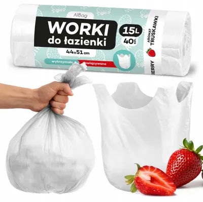 Obrázok produktu pre Voňavé vrecia na odpadky 15 l, 40 ks, Allbag – odolné proti pretrhnutiu, so sťahovacou šnúrkou, vrecia na odpadky do kúpeľne