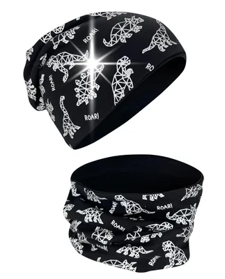 Image de Bonnet réfléchissant pour enfants & loop dinosaure tissu non tissé à l'intérieur - hiver