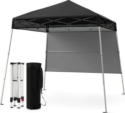 Immagine prodotto di Gazebo pieghevole regolabile 2x2m con parete laterale, nero