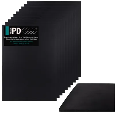 Produktbild von Schaumstoffplatte Schaumstoffkarton - Schaumstoff Karton Board - 70x100 cm 5 mm 10 Stück - Schwarz