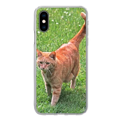Produktbild von MuchoWow® Handyhülle Schutzhülle Hülle für iPhone X Katze - Rot - Katze - Mädchen - Kinder - Jungen - Kind Silikon Softcase Handy Hülle - Handyhülle