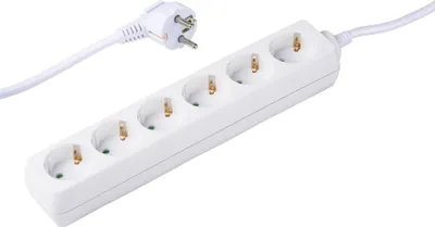 Produktbild von Grundig Steckdosenleiste 6Fach 16A/250V - Steckdose 1,5M - Verlängerungskabel max. 3680W - Weiß