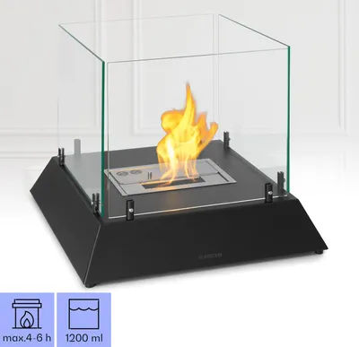 Image de Klarstein Cheminee Bioetanol, Cheminée Bioéthanol pour l'Intérieur, Cheminée au Bioéthanol avec une Durée de Combustion de 4 à 6 Heures, Inodore et Sans Fumée, Cheminee Ethanol 2,2 kW, 48 x 48 x 40 cm