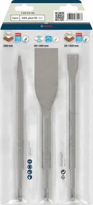 Produktbild von PRO SDS plus-5C Meißelset, 0; 40; 20x250; 260; 250 mm, 3-tlg.