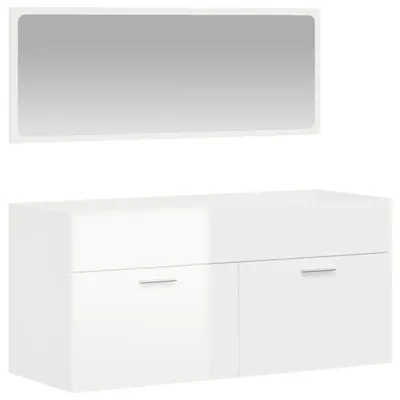 Immagine prodotto di vidaXL Mobile da bagno con specchio bianco lucido in materiale ligneo