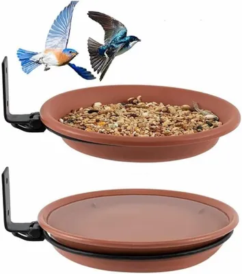 Produktbild von 2 Stück Vogelfutterhaus - Vogelfutterstelle - Vogelfutterstation - 18 cm - mit Wandhalterung - Für Terrasse, Balkon oder Garten