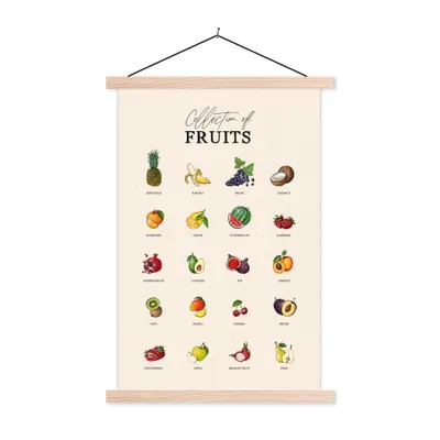 Produktbild von MuchoWow® Textilposter Obst - Lebensmittel - Küche 60x90 cm mit holzfarbenen Rahmen - Textil