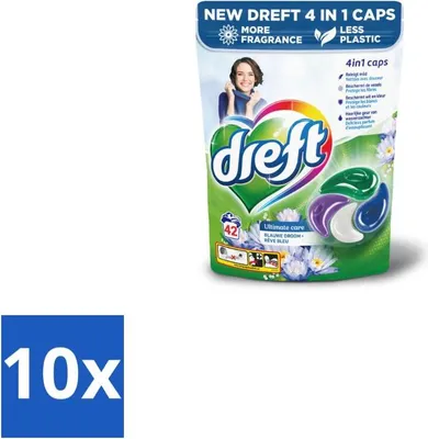 Produktbild von Dreft - Waschmittelkapseln - 4-in-1 Blue Dream - Starke Waschkraft - 42 Wäschen - Vorteilspack - 10 Stücke