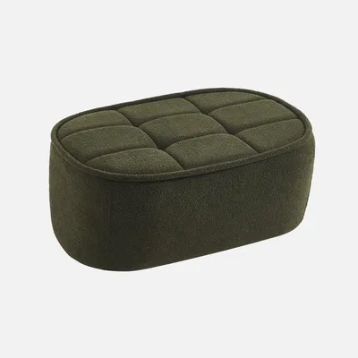 Produktbild von sweeek - Sitzhocker, Fußhocker mit strukturiertem Bouclé-Bezug für den Sessel Boni - Khaki