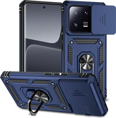Produktbild von Xiaomi 13 Pro Hülle mit Schiebe Kamera Schutz und Ringhalter Ständer Schutzhülle für Xiaomi 13 Pro Blau