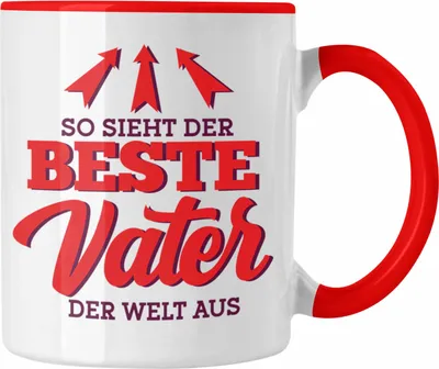 Produktbild von Trendation -Lustige Papa Tasse - "So sieht der beste Vater der Welt aus" Geschenk zum Vatertag (Rot)