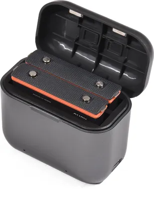 Produktbild von Akkuladegeraet mit 2 Akkukanaelen, Ladebox mit USB-Anschluss, Taschenladehuelle mit 1800-mAh-Akkus, kompatibel mit Insta360 X3