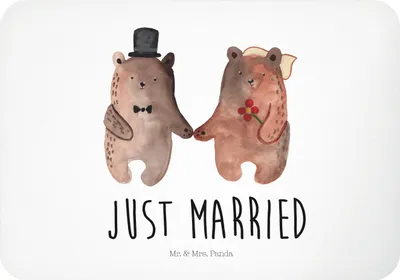 Produktbild von Mr. & Mrs. Panda Kühlschrankmagnet Bär Heirat - Weiß - Geschenk, Notizhalter, Teddy, whiteboardmagnet, Verheiratet Heirate Hochzeit Hochzeitsgeschenk Hochzeitspaar