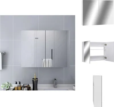 Produktbild von vidaXL Bad-Spiegelschrank Weiß 80x15x60 cm MDF -  Badezimmerwaschtische