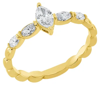 Produktbild von Solitärring 1HN42 aus 18 Karat Gelbgold mit 5 ovalen Diamanten 0,55 ct
