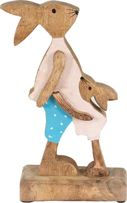 Produktbild von Clayre & Eef Figur Kaninchen 12x6x22 cm Braun Blau Holz