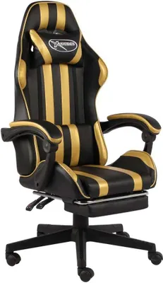Image de vidaXL Chaise de jeu avec repose-pieds Noir et or similicuir