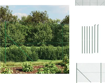 Imagen del producto de vidaXL Valla de malla metálica con base anclada, color verde, 1,4 x 10 metros - Paneles de valla