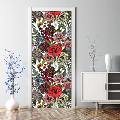 Produktbild von Dekorative selbstklebend Klebefolie Türtapete Türaufkleber Aufkleber Herbstblumen 77 x 200 cm