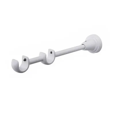 Produktbild von MDEKOR Wandträger 2-läufig Weiß Glänzend R Wandhalter mit Metallmontageplatte für Gardinenstange 19 mm Abstand kürzbar