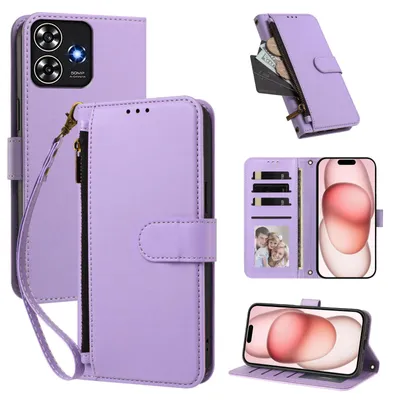 Produktbild von Geldbörse Hülle für ZTE Blade A73 4G, Kunstleder Handyhülle mit Kartenfächer, Ständer, Handschlaufe Violett