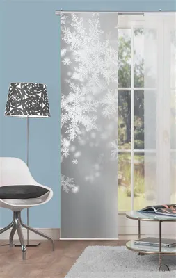 Produktbild von Home Wohnideen Schiebevorhang Aus Dekostoff Seidenoptik - Digital Bedruckt Flocke 086092-0703 Grau 245 X 60 cm