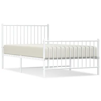 Zdjęcie produktu dla vidaXL Rama łóżka z wezgłowiem i podnóżkiem metalowa biała 100x190 cm