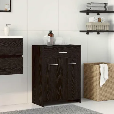 Productafbeelding van Maison Exclusive - Badkamerkast, zwart, eikenlook, 60 x 33 x 80 cm