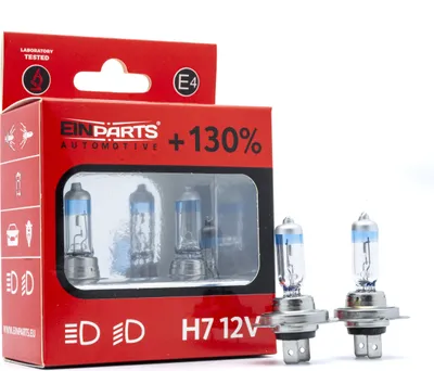 Productafbeelding van 2x H7 halogeenlampen, koplampen (verstralers), +130%, 12V, 55W, 5000K, fitting PX26d, artikelnummer EPB47K