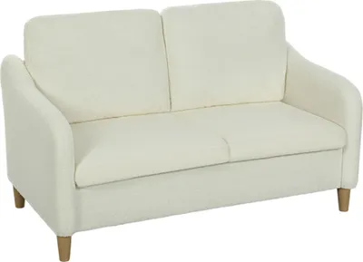 Obrázek produktu pro Dvoumístná pohovka HOMCOM, malá pohovka o šířce 137 cm s povrchem imitujícím sherpa fleece, krémově bílá