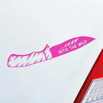 Produktbild von Auto Aufkleber Klappmesser Messer Knife Jagd Hunting Wild Wald Car 19x3 cm Pink Sticker Heckscheibenaufkleber