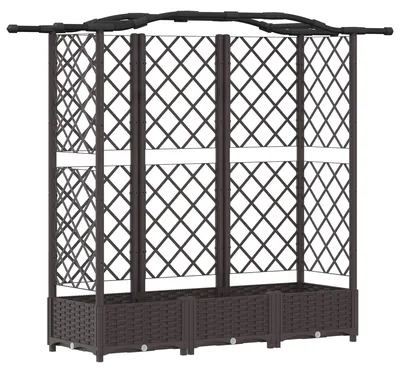 Produktbild von Hochbeet mit Rankgitter und Dach Braun 163 x 40 x 126 cm PP