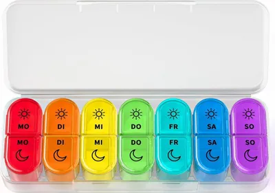 Immagine prodotto di Scatola per pillole 7 giorni Mattina Sera Scatola per pillole senza BPA Scatola per farmaci 2 scomparti