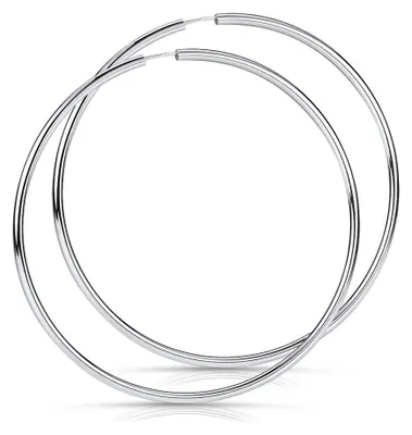 Zdjęcie produktu dla Kolczyki koła z srebra próby 925, średnica 70 mm – srebrne kolczyki koła dla kobiet, grubość 2,5 mm, w pudełku prezentowym SO-403
