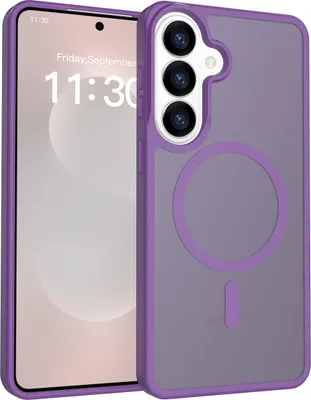 Immagine prodotto di Custodia magnetica per Samsung Galaxy S26+, compatibile con MagSafe, retro opaco traslucido, custodia resistente agli urti, viola