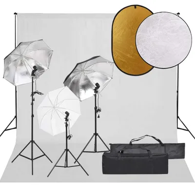 Produktbild von Fotostudio-Set mit Beleuchtung, Hintergrund und Reflektor