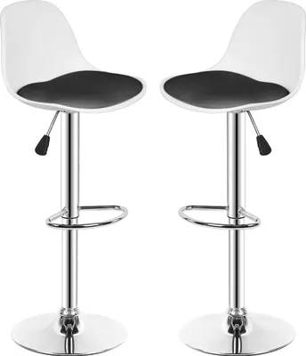 Produktbild von 2er set Barhocker aus Kunstleder,Barstuhl Tresenhocker höhenverstellbar Weiß+schwarz