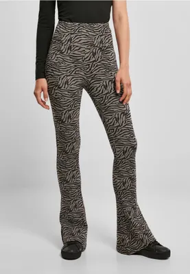 Image de Dámské leginy Urban Classics Ladies High Waist Zebra Boot Cut Leggings asphalt/black - M