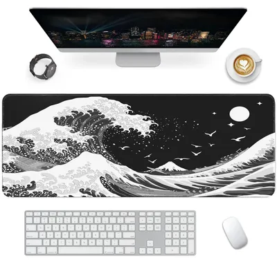 Produktbild von Gaming Mauspad XXL Groß 900 x 400 mm Schreibtischmatte mit rutschfester Gummibasis für Tastatur, PC, Laptop