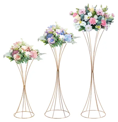 Produktbild von 3 Stück Metall Blumenständer Hochzeit Wegweiser Party Tischrequisiten Gold