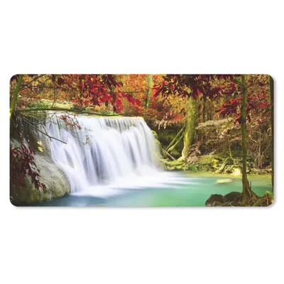 Produktbild von MuchoWow® Mauspad Mousepad Herbst - Wasserfall - Natur 60x30 cm - Mousepads - Maus Mat - Pad - Mausunterlage - Nachhaltig